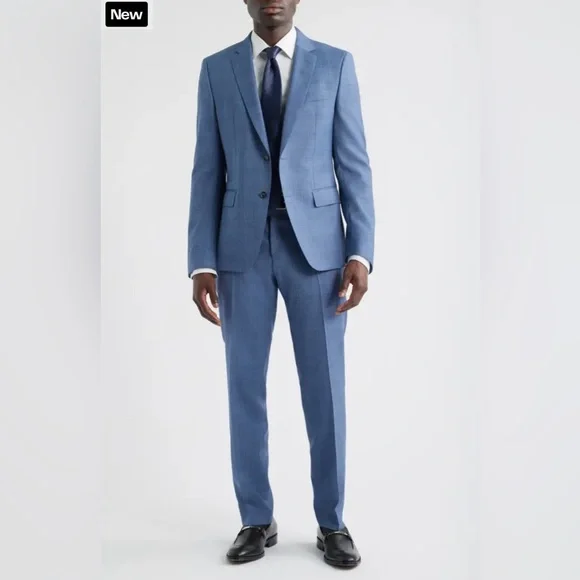 NEW BOSS Elegant Slim Fit Blue Suit Set - Picture 2 of 8